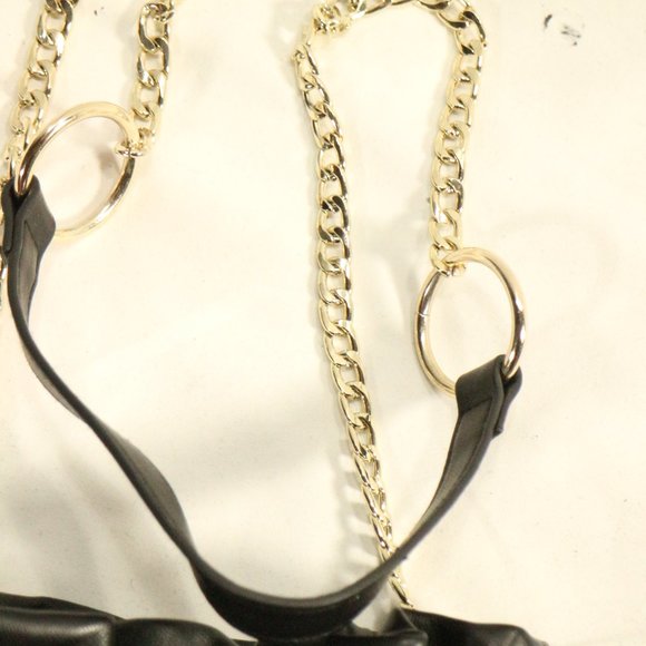 WHO WHAT WEAR Black Vegan Leather Drawstring Bucket Purse NEW - Picture 4 of 8